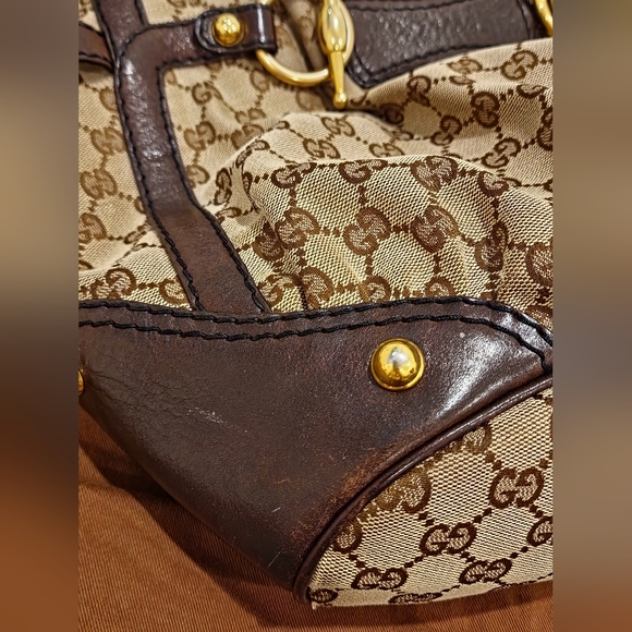 GUCCI Jockey Tote - Canvas with gold hardware - Pre-owned - Picture 3 of 17